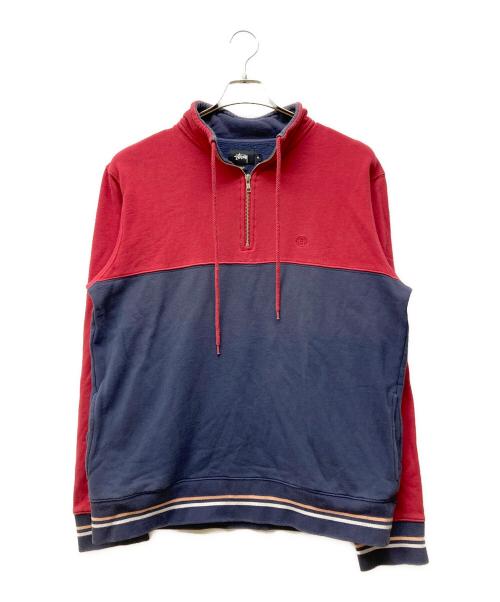 stussy（ステューシー）stussy (ステューシー) Drawcord Mock Neck ネイビー×レッド サイズ:SIZE XLの古着・服飾アイテム