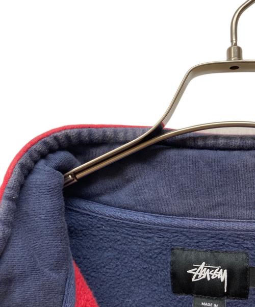 stussy（ステューシー）stussy (ステューシー) Drawcord Mock Neck ネイビー×レッド サイズ:SIZE XLの古着・服飾アイテム