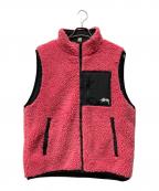 stussyステューシー）の古着「Sherpa Reversible Vest」｜ブラック×ピンク