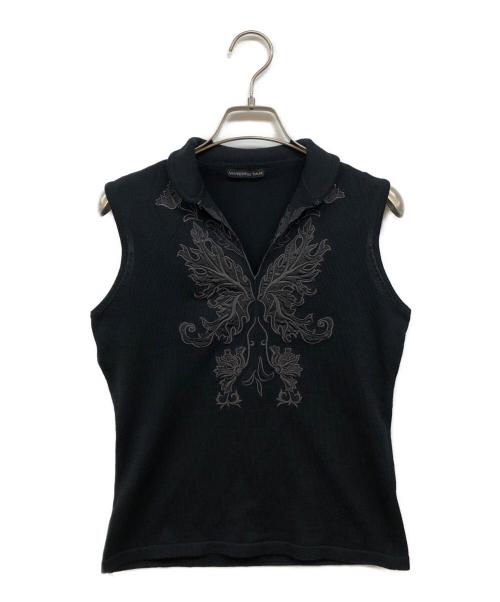 VIVIENNE TAM（ヴィヴィアンタム）VIVIENNE TAM (ヴィヴィアンタム) 刺繍デザインノースリーブカットソー ブラックの古着・服飾アイテム