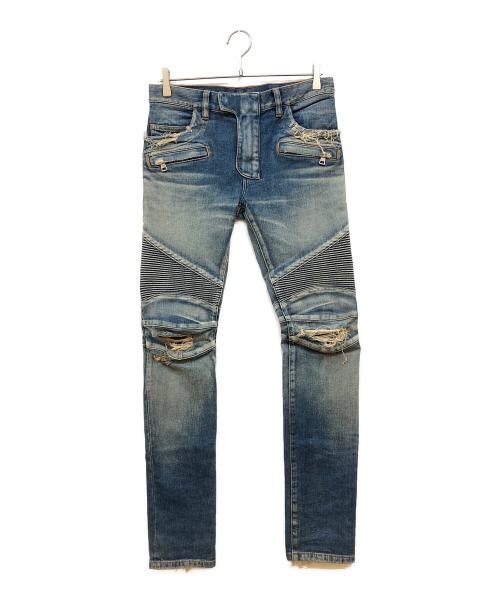 BALMAIN（バルマン）BALMAIN (バルマン) バイカーデニム ブルー サイズ:size28の古着・服飾アイテム