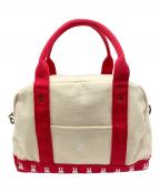 CUNEキューン）の古着「帆布ボストンバッグ うさぎがいる」｜アイボリー×レッド