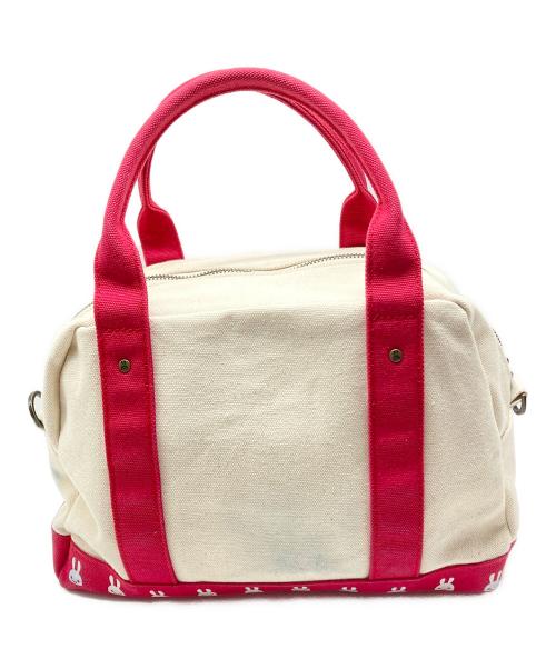 CUNE（キューン）CUNE (キューン) 帆布ボストンバッグ うさぎがいる アイボリー×レッドの古着・服飾アイテム