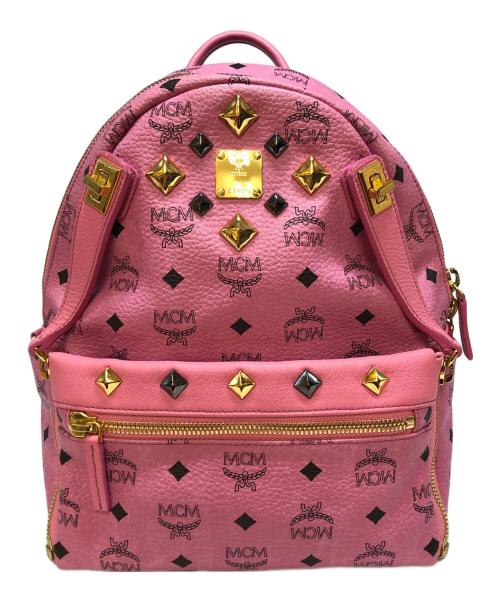 MCM（エムシーエム）MCM (エムシーエム) ヴィセトス スタッズ バックパック ピンクの古着・服飾アイテム