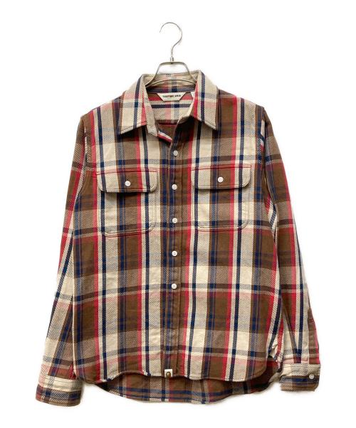A BATHING APE（ア ベイシング エイプ）A BATHING APE (ア ベイシング エイプ) ヘビーチェックネルシャツ ブラウン サイズ:SIZE Lの古着・服飾アイテム