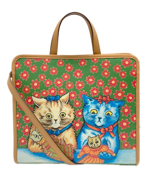 GUCCI（グッチ）GUCCI (グッチ) チルドレンズ キトゥン キャット 2WAYバッグ グリーン×ブラウンの古着・服飾アイテム