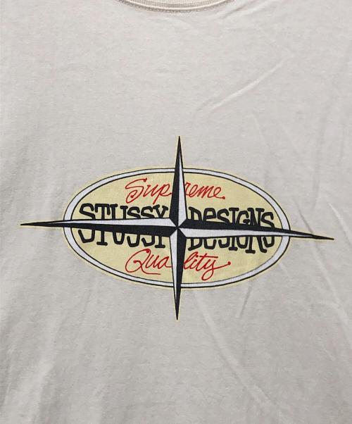 stussy（ステューシー）stussy (ステューシー) コンパスロゴTシャツ ホワイト サイズ:Lの古着・服飾アイテム