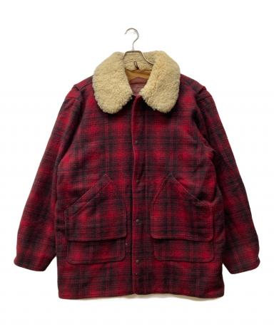 中古・古着通販】WOOLRICH (ウールリッチ) チェックボアコート レッド