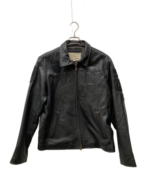 AVIREX（アヴィレックス）AVIREX (アヴィレックス) PATCHED TRUCKER JACKET ブラック サイズ:SIZE Lの古着・服飾アイテム