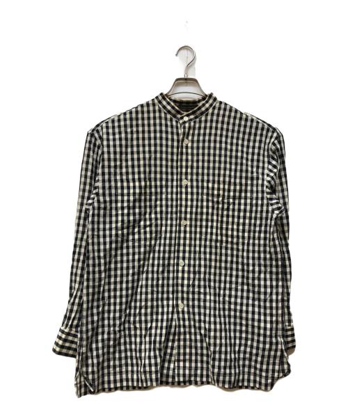ISSEY MIYAKE（イッセイミヤケ）ISSEY MIYAKE (イッセイミヤケ) アーカイブバンドカラーシャツ アイボリー×ブラック サイズ:Mの古着・服飾アイテム