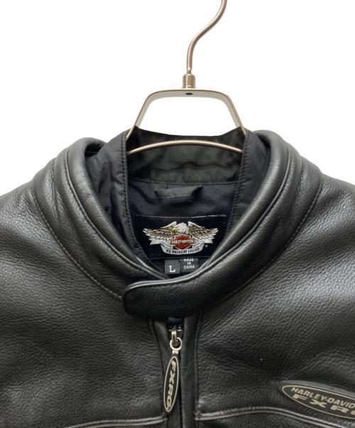 HARLEY-DAVIDSON（ハーレーダビッドソン）HARLEY-DAVIDSON (ハーレーダビッドソン) レザーレーシングジャケット ブラック サイズ:Lの古着・服飾アイテム