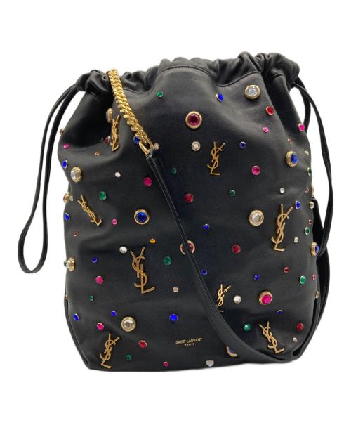 Saint Laurent Paris（サンローランパリ）Saint Laurent Paris (サンローランパリ) TEDDY ビジューワンショルダーバッグ ブラックの古着・服飾アイテム