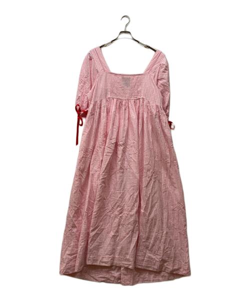 DAMSON MADDER（ダンソンマダー）DAMSON MADDER (ダンソンマダー) フリルチェックワンピース ピンク サイズ:16の古着・服飾アイテム