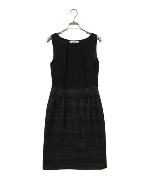 MaxMara（マックスマーラ）MaxMara (マックスマーラ) ツイード切替ノースリーブワンピース ブラック サイズ:38の古着・服飾アイテム