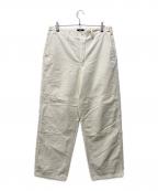 stussyステューシー）の古着「チェックダブルニーワークパンツ」｜アイボリー