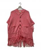 AMBERGLEAMアンバーグリーム）の古着「Fringe Cotton Knit Shirt」｜ピンク