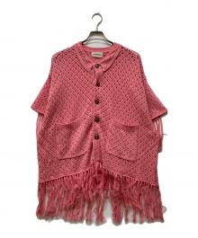 AMBERGLEAM（アンバーグリーム）の古着「Fringe Cotton Knit Shirt」｜ピンク