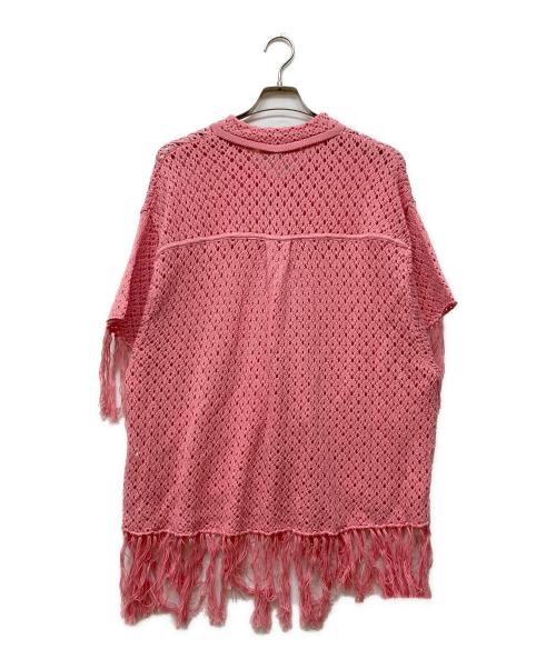 AMBERGLEAM（アンバーグリーム）AMBERGLEAM (アンバーグリーム) Fringe Cotton Knit Shirt ピンク サイズ:Sの古着・服飾アイテム
