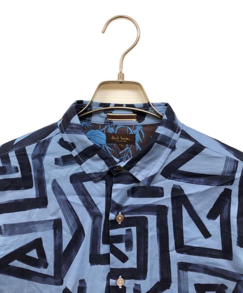 Paul Smith COLLECTION（ポールスミス コレクション）Paul Smith COLLECTION (ポールスミス コレクション) ジグザグプリント シャツ ブルー サイズ:Mの古着・服飾アイテム