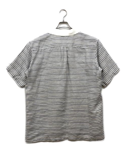 PAPAS（パパス）PAPAS (パパス) ボーダーリネンポロシャツ ネイビー サイズ:Lの古着・服飾アイテム