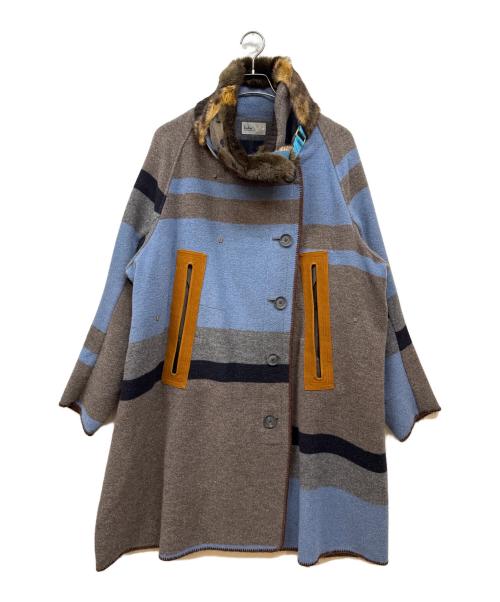 KOLOR（カラー）KOLOR (カラー) O ff-centre Button Coat ブルー×グレー サイズ:1の古着・服飾アイテム