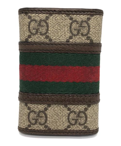 GUCCI（グッチ）GUCCI (グッチ) GGスプリーム シェリーライン 6連キーケース ブラックの古着・服飾アイテム