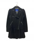 BURBERRY BLUE LABELバーバリー ブルー レーベル）の古着「ウールダブルライダースコート」｜ブラック