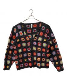Niche.（ニッチ）の古着「INDUSTRIAL HINDUSTAN CROCHET CARDIGAN」｜ブラック