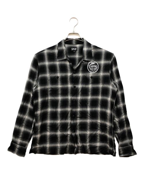 Schott（ショット）Schott (ショット) RAYON OMBRE LS SHIRT ブラック サイズ:Mの古着・服飾アイテム