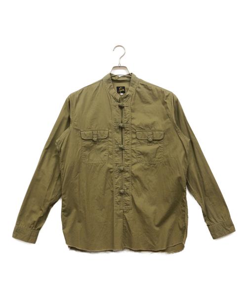 Needles（ニードルズ）Needles (ニードルズ) チャイナボタン バンドカラーシャツ カーキ サイズ:Mの古着・服飾アイテム