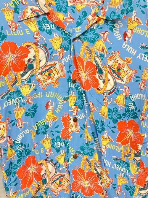 Sun Surf（サンサーフ）Sun Surf (サンサーフ) LOVELY HULA HANDS ブルー サイズ:XLの古着・服飾アイテム