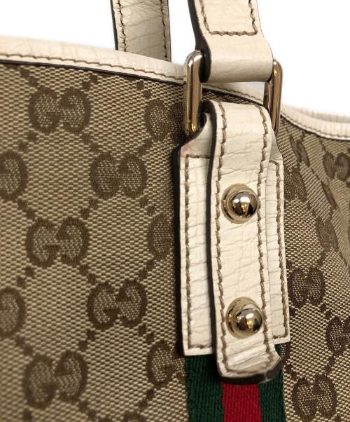GUCCI（グッチ）GUCCI (グッチ) シェリーライン GGキャンバス トートバッグ アイボリーの古着・服飾アイテム