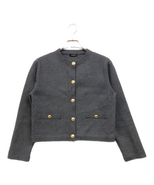 anuans（アニュアンス）anuans (アニュアンス) オリジナルボタンノーカラーニットジャケット グレー サイズ:Freeの古着・服飾アイテム