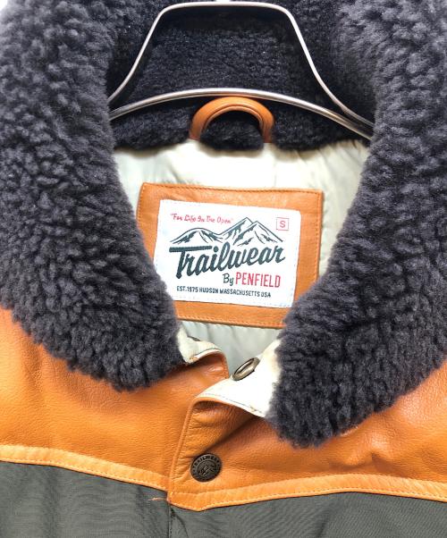 Pen Field（ペンフィールド）Pen Field (ペンフィールド) レザーヨーク ダウンジャケット オリーブ サイズ:Sの古着・服飾アイテム