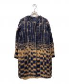 'S Max Maraエスマックスマーラ）の古着「アルパカ混ノーカラーシャギーコート」｜ネイビー×ブラウン