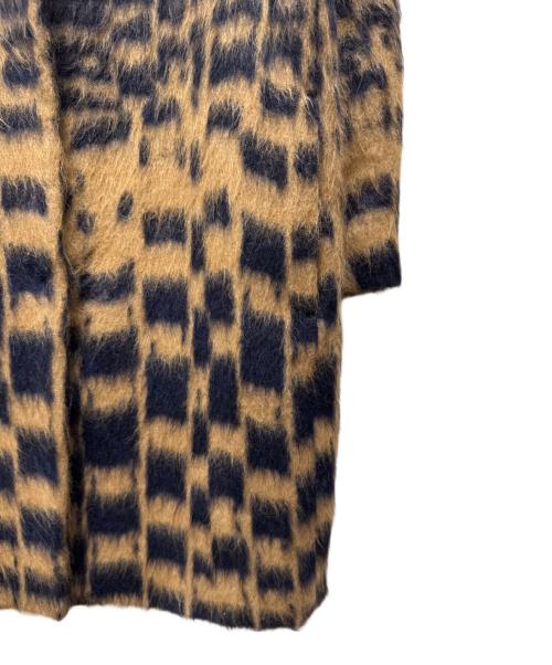 'S Max Mara（エスマックスマーラ）'S Max Mara (エスマックスマーラ) アルパカ混ノーカラーシャギーコート ネイビー×ブラウン サイズ:36の古着・服飾アイテム