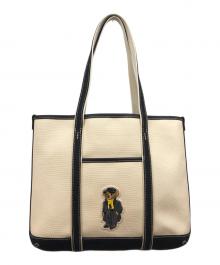 POLO RALPH LAUREN（ポロ・ラルフローレン）の古着「Polo ベア キャンバス スモール ショッパー トート」｜アイボリー
