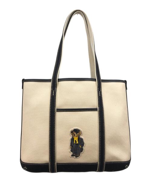 POLO RALPH LAUREN（ポロ・ラルフローレン）POLO RALPH LAUREN (ポロ・ラルフローレン) Polo ベア キャンバス スモール ショッパー トート アイボリーの古着・服飾アイテム
