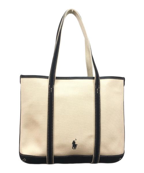 POLO RALPH LAUREN（ポロ・ラルフローレン）POLO RALPH LAUREN (ポロ・ラルフローレン) Polo ベア キャンバス スモール ショッパー トート アイボリーの古着・服飾アイテム