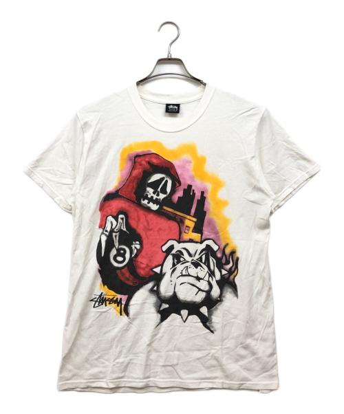 stussy（ステューシー）stussy (ステューシー) プリントカットソー ホワイト サイズ:Mの古着・服飾アイテム