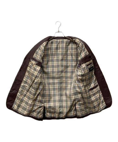 BURBERRY BLACK LABEL（バーバリーブラックレーベル）BURBERRY BLACK LABEL (バーバリーブラックレーベル) ノヴァチェックライニング レザー3Bジャケット ブラウン サイズ:Mの古着・服飾アイテム