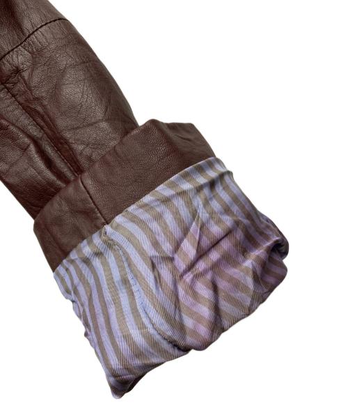 BURBERRY BLACK LABEL（バーバリーブラックレーベル）BURBERRY BLACK LABEL (バーバリーブラックレーベル) ノヴァチェックライニング レザー3Bジャケット ブラウン サイズ:Mの古着・服飾アイテム