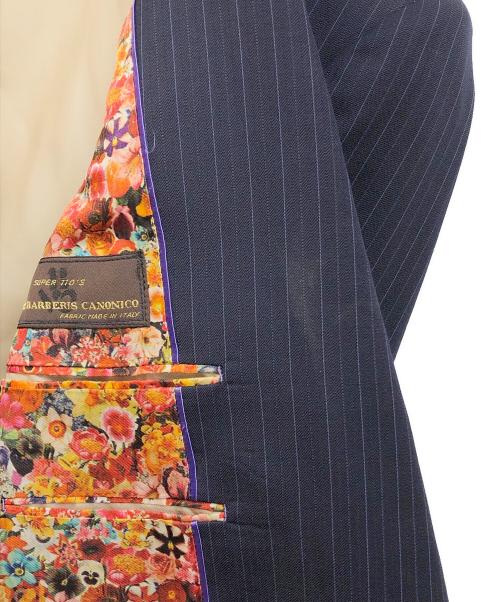 Paul Smith London（ポールスミスロンドン）Paul Smith London (ポールスミスロンドン) CANONICO SUPER110'S WOOL ファブリック 花柄裏地セットアップ ネイビー サイズ:SIZE 94-80-175の古着・服飾アイテム