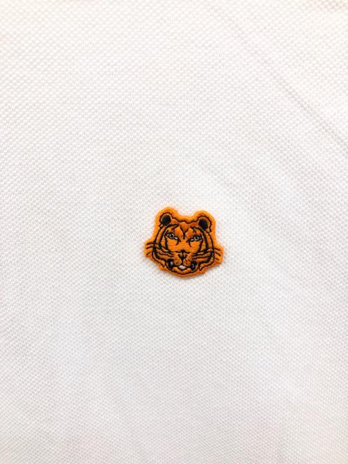 KENZO（ケンゾー）KENZO (ケンゾー) タイガーパッチ鹿の子ポロシャツ ホワイト サイズ:XLの古着・服飾アイテム