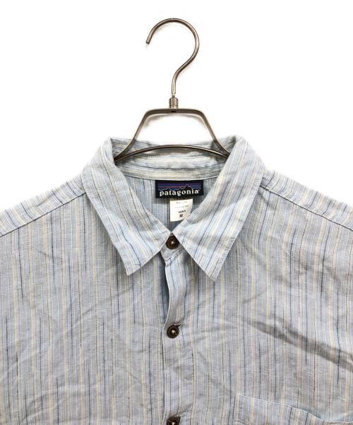 Patagonia（パタゴニア）Patagonia (パタゴニア) ストライプヘンプシャツシャツ ブルー サイズ:Mの古着・服飾アイテム
