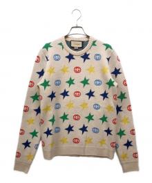 GUCCI（グッチ）の古着「Star Full Print Round Neck Wool Sweater」｜ベージュ