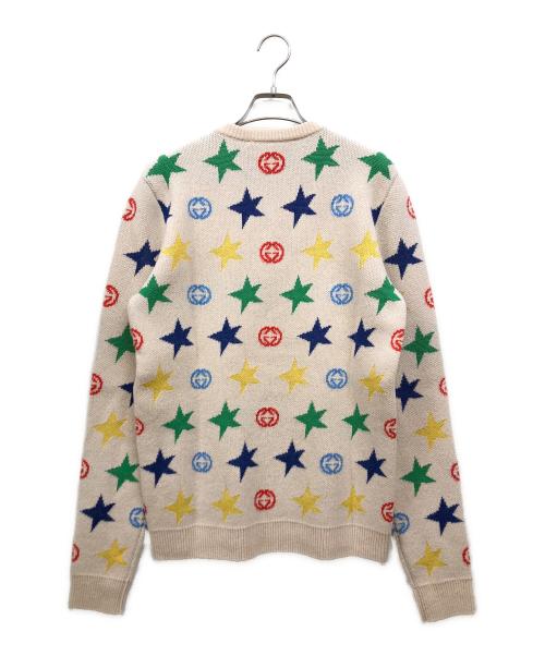 GUCCI（グッチ）GUCCI (グッチ) Star Full Print Round Neck Wool Sweater ベージュ サイズ:XS 未使用品の古着・服飾アイテム