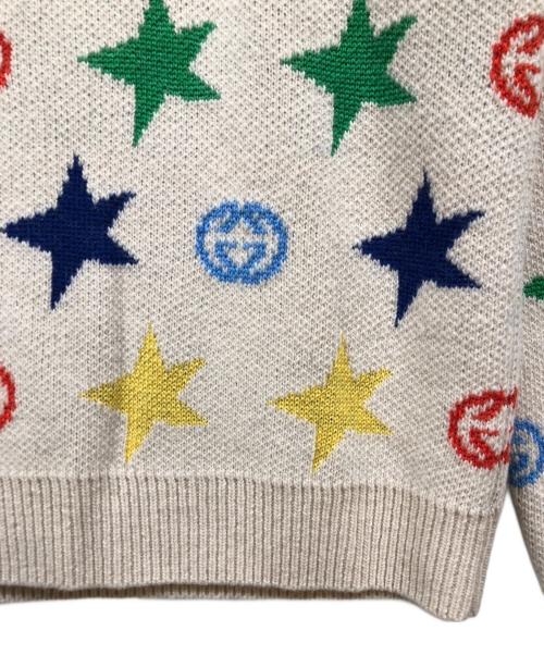 GUCCI（グッチ）GUCCI (グッチ) Star Full Print Round Neck Wool Sweater ベージュ サイズ:XS 未使用品の古着・服飾アイテム