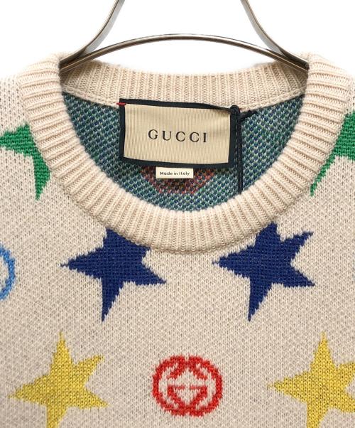 GUCCI（グッチ）GUCCI (グッチ) Star Full Print Round Neck Wool Sweater ベージュ サイズ:XS 未使用品の古着・服飾アイテム