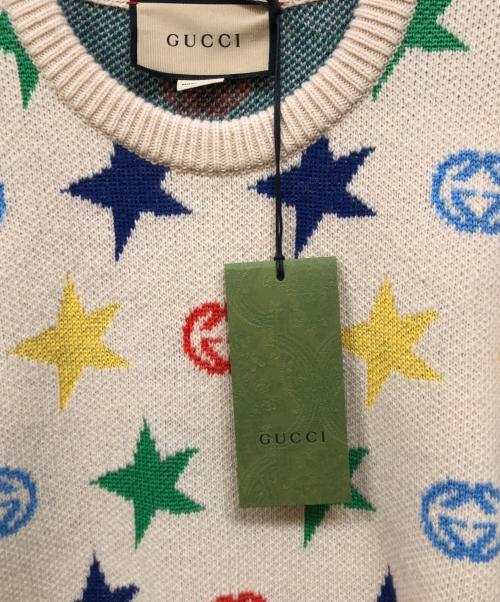 GUCCI（グッチ）GUCCI (グッチ) Star Full Print Round Neck Wool Sweater ベージュ サイズ:XS 未使用品の古着・服飾アイテム
